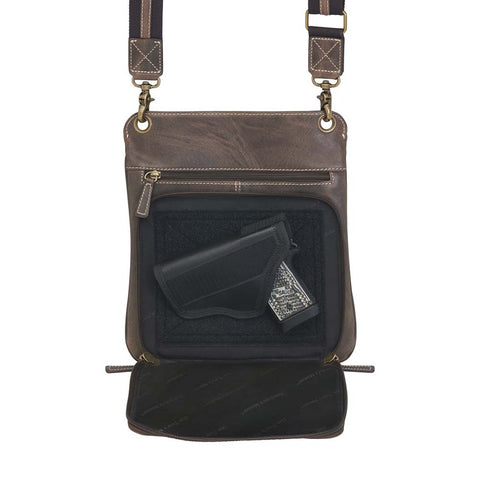 Crossbody Flat Sac Concealed Carry Purse — Rugged Brown Vintage Leather

Rock that classic vintage vibe with this distressed full grain buffalo leather crossbody purse. The rich brown leather ages like fine wine — softening and gaining character with every wear and tear. Built tough and lightweight, it’s made for both left and right-handed carriers who need stealth and speed.