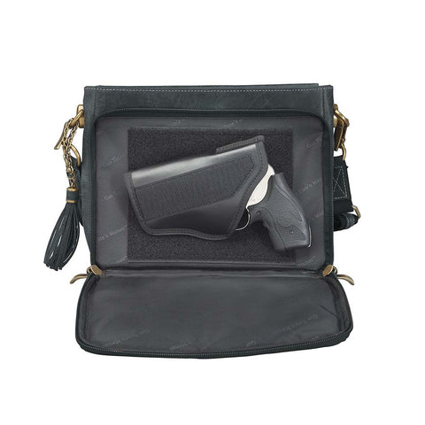 Sleek, stealthy, and practical — this distressed gray leather clutch blends vintage style with tactical function. Made from full-grain buffalo leather, it grows softer and more personal with every use. Equipped for right or left-handed carry, featuring protective padding and a slash-proof shoulder strap reinforced with steel wire.