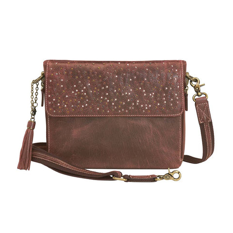 Timeless and tough — this brown distressed full-grain buffalo leather clutch gets better with age and wear. Designed to fit both left and right-handed carriers, it offers special padding to prevent imprinting and a slash-resistant shoulder strap reinforced with 11-ply steel wire for solid security.