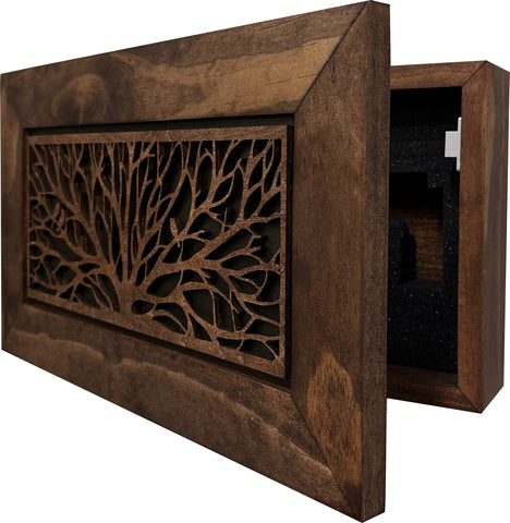 Wood Gun Cabinet Birds In A Tree Wall Decoration - Hidden Gun Safe To Securely Store Your Gun In Plain Sight